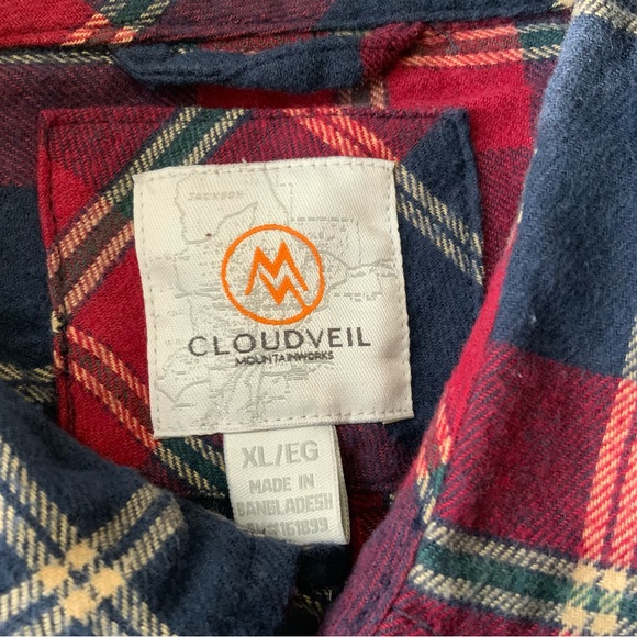 Cloudveil Mountain Works Button-Up Flannel Shirt Men’ Size Med. Blue Red Plaid. - Picture 6 of 6